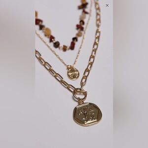 Topshop Gold and Brown Layered Necklace